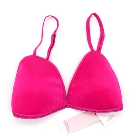 Calvin Klein Triangle Bra Lightly Lined Pink Size Large L - Picture 1 of 6